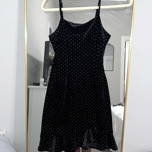 She and Sky velvet black and gold sparkle cocktail dress